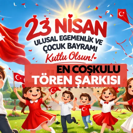 23 Nisan coşkulu tören şarkısı söyleyen çocuklar