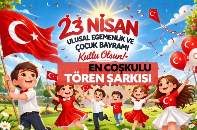 23 Nisan coşkulu tören şarkısı söyleyen çocuklar