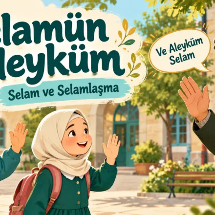 “Selamün Aleyküm” diyerek bir büyüğünü selamlayan iki çocuk ve “Ve Aleyküm Selam” karşılığı.